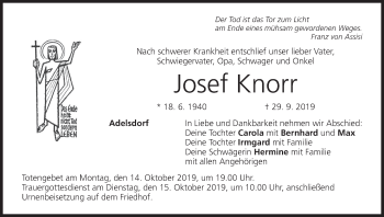 Anzeige von Josef Knorr von MGO