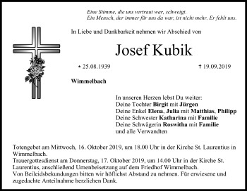 Anzeige von Josef Kubik von MGO