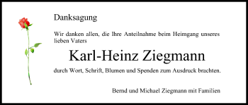 Anzeige von Karl-Heinz Ziegmann von MGO