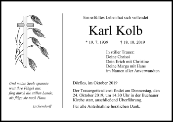 Anzeige von Karl Kolb von MGO