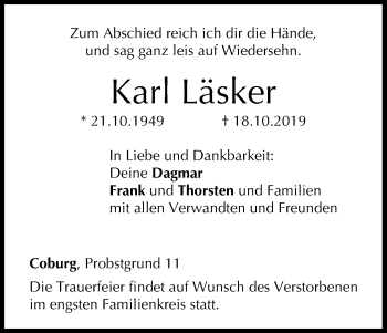 Anzeige von Karl Läsker von MGO
