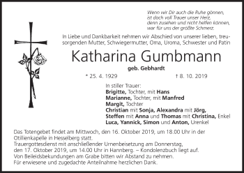 Anzeige von Katharina Gumbmann von MGO