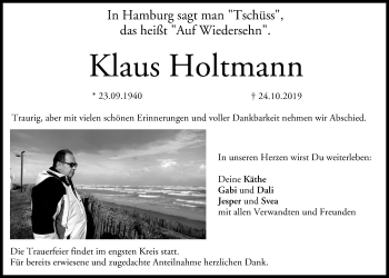 Anzeige von Klaus Holtmann von MGO