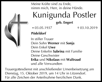 Anzeige von Kunigunda Postler von MGO