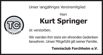 Anzeige von Kurt Springer von MGO