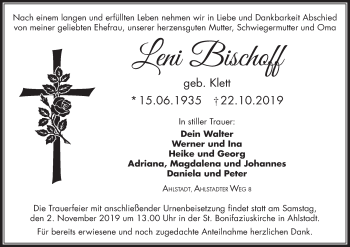 Anzeige von Leni Bischoff von MGO