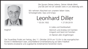 Anzeige von Leonhard Diller von MGO