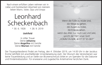 Anzeige von Leonhard Scheckenbach von MGO