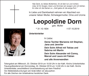Anzeige von Leopoldine Dorn von MGO