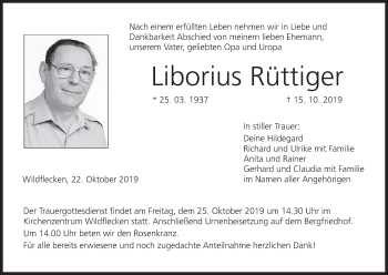 Anzeige von Liborius Rüttiger von MGO