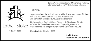 Anzeige von Lothar Stolze von MGO