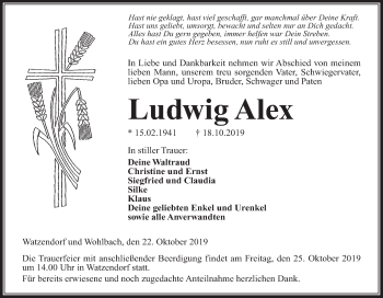 Anzeige von Ludwig Alex von MGO