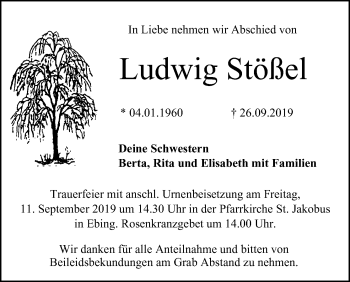 Anzeige von Ludwig Stößel von MGO