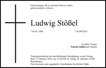 Anzeige von Ludwig Stößel von MGO
