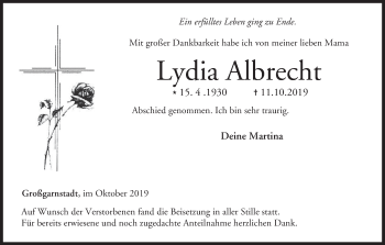 Anzeige von Lydia Albrecht von MGO