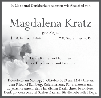 Anzeige von Magdalena Kratz von MGO