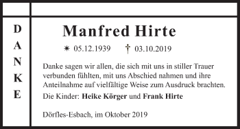 Anzeige von Manfred Hirte von MGO