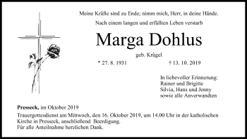 Anzeige von Marga Dohlus von MGO