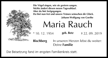 Anzeige von Maria Rauch von MGO