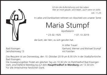 Anzeige von Maria Stumpf von MGO