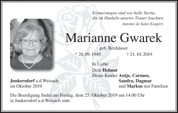 Anzeige von Marianne Gwarek von MGO