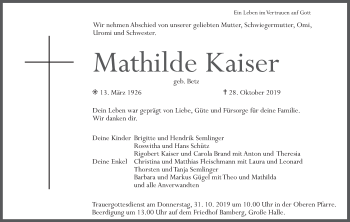 Anzeige von Mathilde Kaiser von MGO