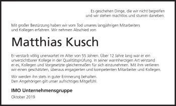 Anzeige von Matthias Kusch von MGO