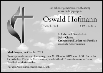 Anzeige von Oswald Hofmann von MGO