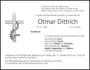 Anzeige von Otmar Dittrich von MGO