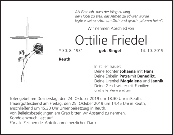 Anzeige von Ottilie Friedel von MGO