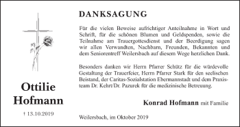 Anzeige von Ottilie Hofmann von MGO
