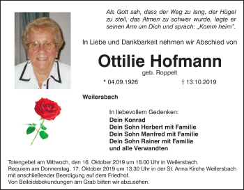 Anzeige von Ottilie Hofmann von MGO