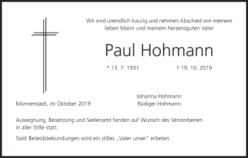 Anzeige von Paul Hohmann von MGO