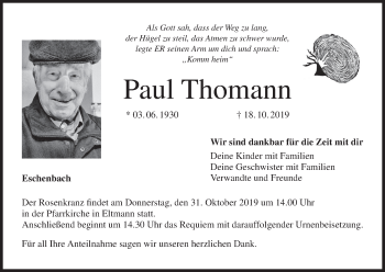Anzeige von Paul Thomann von MGO