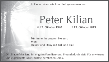 Anzeige von Peter Kilian von MGO