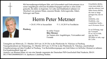 Anzeige von Peter Metzner von MGO