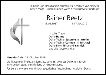 Anzeige von Rainer Beetz von MGO