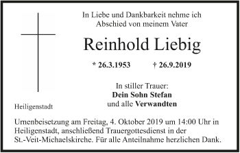Anzeige von Reinhold Liebig von MGO