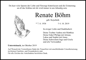 Anzeige von Renate Böhm von MGO