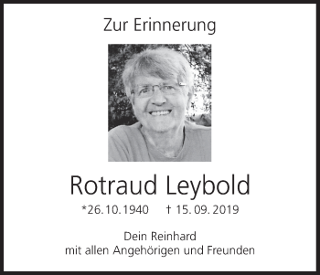 Anzeige von Rotraud Leybold von MGO
