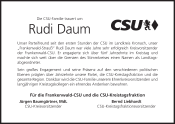 Anzeige von Rudi Daum von MGO