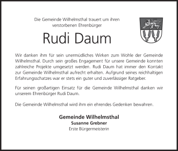 Anzeige von Rudi Daum von MGO