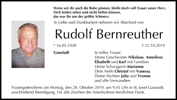 Anzeige von Rudolf Bernreuther von MGO