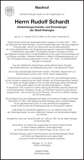 Anzeige von Rudolf Schardt von MGO