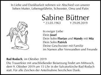 Anzeige von Sabine Büttner von MGO