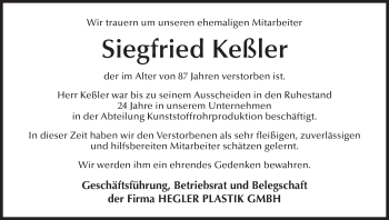 Anzeige von Siegfried Keßler von MGO