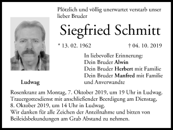 Anzeige von Siegfried Schmitt von MGO