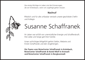 Anzeige von Susanne Schaffranek von MGO
