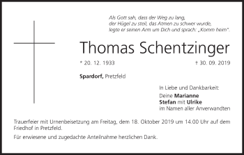 Anzeige von Thomas Schentzinger von MGO