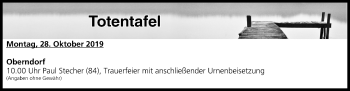 Anzeige von Totentafel vom 28.10.2019 von MGO
